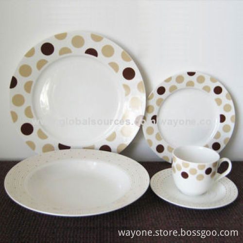 20-piece Dinnerware Set, Round Shape, Dot Design, Made of Porcelain, Suitable for Daily Use